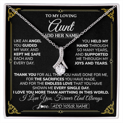 Alluring Beauty Necklace 14K White Gold Finish | 1 | Personalized To My Aunt Necklace Gifts Meaningful Gift To Aunt From Niece Without You There Is No Me Mothers Day Birthday Custom Gift Box Message Card | https://siriusteestore.