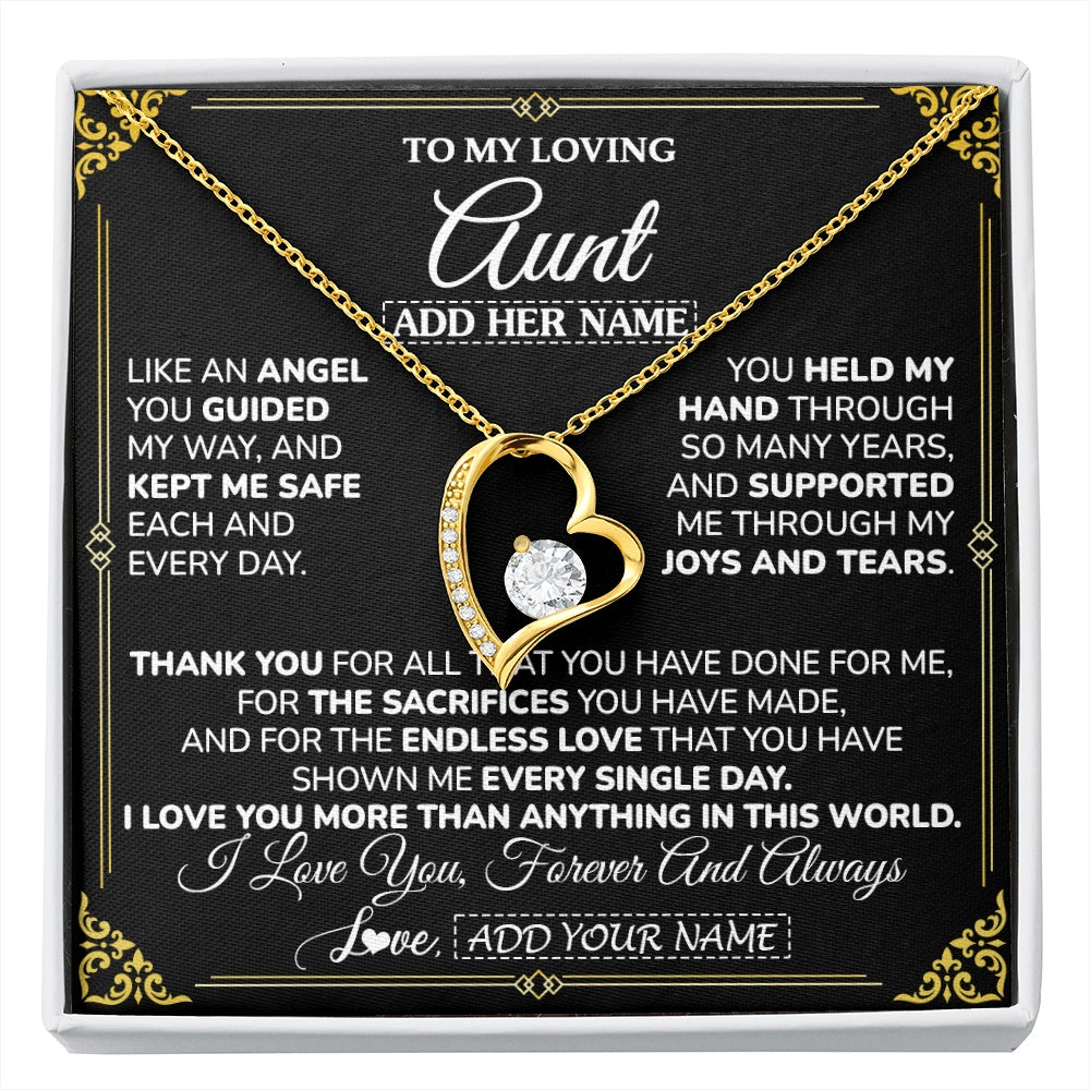 Forever Love Necklace 18K Yellow Gold Finish | 1 | Personalized To My Aunt Necklace Gifts Meaningful Gift To Aunt From Niece Without You There Is No Me Mothers Day Birthday Custom Gift Box Message Card | https://siriusteestore.