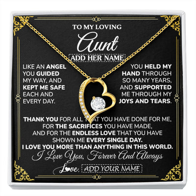 Forever Love Necklace 18K Yellow Gold Finish | 1 | Personalized To My Aunt Necklace Gifts Meaningful Gift To Aunt From Niece Without You There Is No Me Mothers Day Birthday Custom Gift Box Message Card | https://siriusteestore.