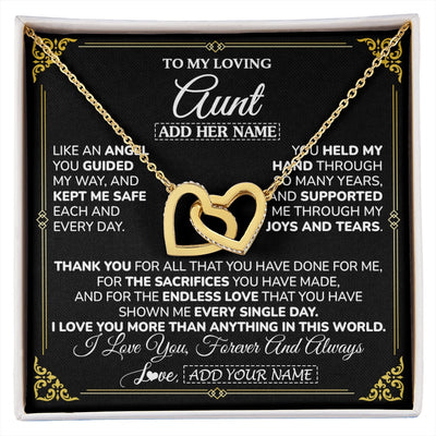 Interlocking Hearts Necklace 18K Yellow Gold Finish | 1 | Personalized To My Aunt Necklace Gifts Meaningful Gift To Aunt From Niece Without You There Is No Me Mothers Day Birthday Custom Gift Box Message Card | https://siriusteestore.