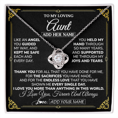 Love Knot Necklace 14K White Gold Finish | 1 | Personalized To My Aunt Necklace Gifts Meaningful Gift To Aunt From Niece Without You There Is No Me Mothers Day Birthday Custom Gift Box Message Card | https://siriusteestore.