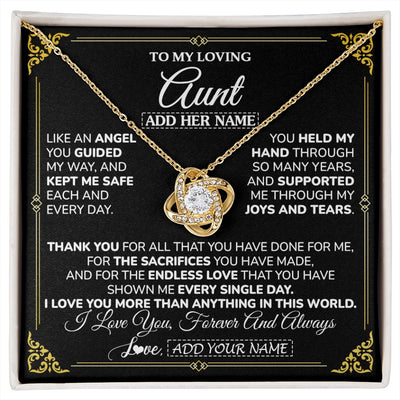 Love Knot Necklace 18K Yellow Gold Finish | 1 | Personalized To My Aunt Necklace Gifts Meaningful Gift To Aunt From Niece Without You There Is No Me Mothers Day Birthday Custom Gift Box Message Card | https://siriusteestore.