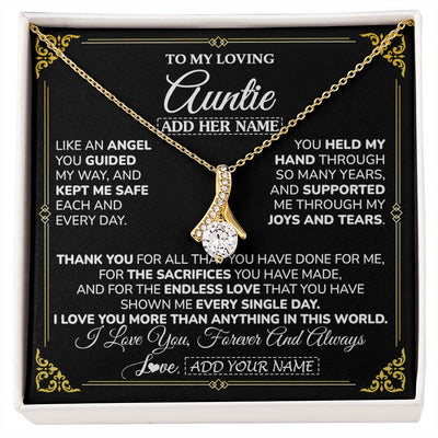 Alluring Beauty Necklace 18K Yellow Gold Finish | 1 | Personalized To My Auntie Necklace Gifts Meaningful Gift To Auntie From Niece Without You There Is No Me Mothers Day Aunt Birthday Gift Box Message Card | https://siriusteestore.