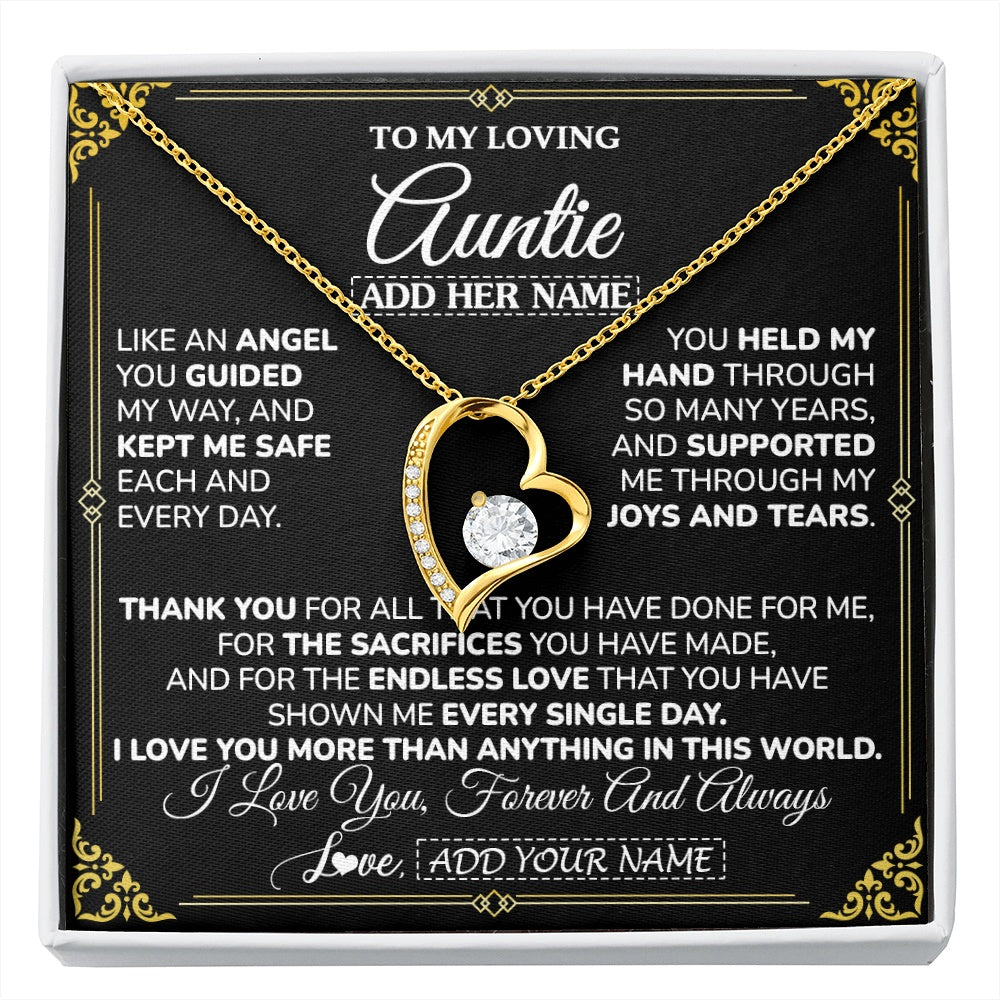 Forever Love Necklace 18K Yellow Gold Finish | 1 | Personalized To My Auntie Necklace Gifts Meaningful Gift To Auntie From Niece Without You There Is No Me Mothers Day Aunt Birthday Gift Box Message Card | https://siriusteestore.