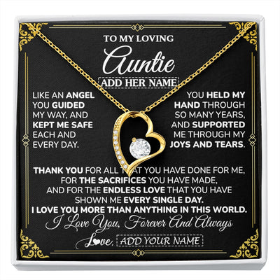 Forever Love Necklace 18K Yellow Gold Finish | 1 | Personalized To My Auntie Necklace Gifts Meaningful Gift To Auntie From Niece Without You There Is No Me Mothers Day Aunt Birthday Gift Box Message Card | https://siriusteestore.