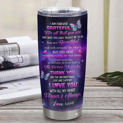Personalized To My Auntie Tumbler From Niece Stainless Steel Grateful Thank You Butterfly Auntie Gift Birthday Mothers Day Thanksgiving Christmas Travel Mug | siriusteestore