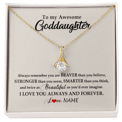 Alluring Beauty Necklace 18K Yellow Gold Finish | Personalized To My Awesome Goddaughter Necklace From Godmother I Love You Always And Forever Goddaughter Birthday Christmas Customized Gift Box Message Card | siriusteestore