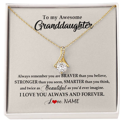 Alluring Beauty Necklace 18K Yellow Gold Finish | Personalized To My Awesome Granddaughter Necklace From Grandma Nana I Love You Always And Forever Granddaughter Birthday Customized Gift Box Message Card | siriusteestore