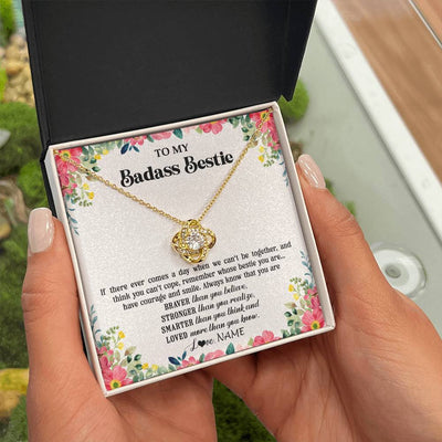 Love Knot Necklace 18K Yellow Gold Finish | 2 | Personalized To My Badass Bestie Necklace Best Friend BFF Long Distance Friendship Unbiological Sister Birthday Gift Jewelry Christmas Customized Message Card | siriusteestore