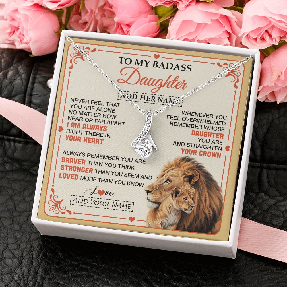 Alluring Beauty Necklace 14K White Gold Finish | 2 | Personalized To My Badass Daughter Gifts From Mom Dad Necklace Lion Jewelry Gifts Present Ideas For Daughter Birthday Christmas Custom Gift Box Message Card | https://siriusteestore.
