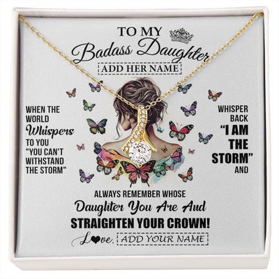 Alluring Beauty Necklace 18K Yellow Gold Finish | 1 | Personalized To My Badass Daughter I Am The Storm Necklace From Dad Mom Father Beautiful Daughter Birthday Gifts Graduation Christmas Gift Box Message Card | https://siriusteestore.