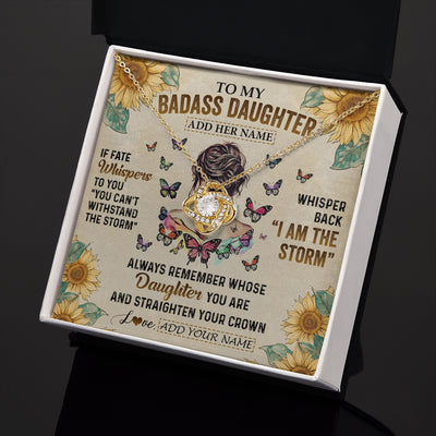 Love Knot Necklace 18K Yellow Gold Finish | 2 | Personalized To My Badass Daughter Necklace From Dad Mom Father I Am The Storm Daughter Gifts Birthday Graduation Christmas Customized Gift Box Message Card | siriusteestore