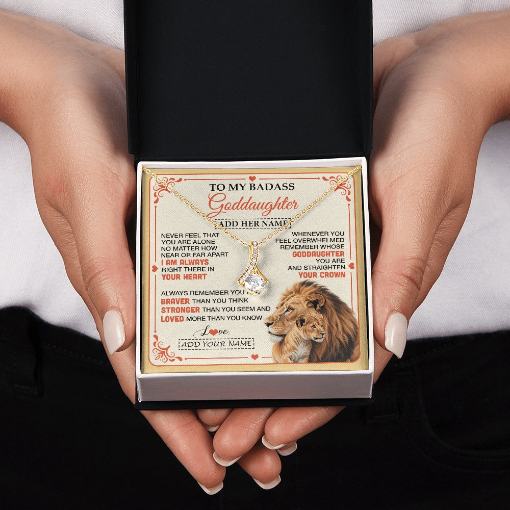 Alluring Beauty Necklace 18K Yellow Gold Finish | 2 | Personalized To My Badass Goddaughter Gifts From Godmother Necklace Lion Jewelry Gifts Present Ideas For Goddaughter Birthday Christmas Gift Box Message Card | https://siriusteestore.