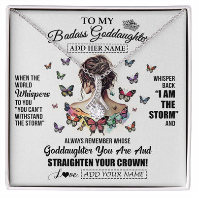 Alluring Beauty Necklace 14K White Gold Finish | 1 | Personalized To My Badass Goddaughter I Am The Storm Necklace From Godmother Beautiful Goddaughter Birthday Gifts Graduation Christmas Gift Box Message Card | https://siriusteestore.