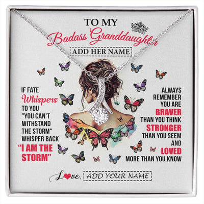 Alluring Beauty Necklace 14K White Gold Finish | 1 | Personalized To My Badass Granddaughter From Grandpa Papa Necklace I Am The Storm Granddaughter Gifts Birthday Christmas Custom Gift Box Message Card | https://siriusteestore.