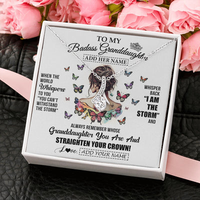Alluring Beauty Necklace 14K White Gold Finish | 2 | Personalized To My Badass Granddaughter I Am The Storm Necklace From Grandpa Papa Beautiful Granddaughter Birthday Gifts Christmas Gift Box Message Card | https://siriusteestore.