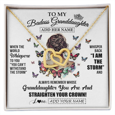 Interlocking Hearts Necklace 18K Yellow Gold Finish | 1 | Personalized To My Badass Granddaughter I Am The Storm Necklace From Grandpa Papa Beautiful Granddaughter Birthday Gifts Christmas Gift Box Message Card | https://siriusteestore.