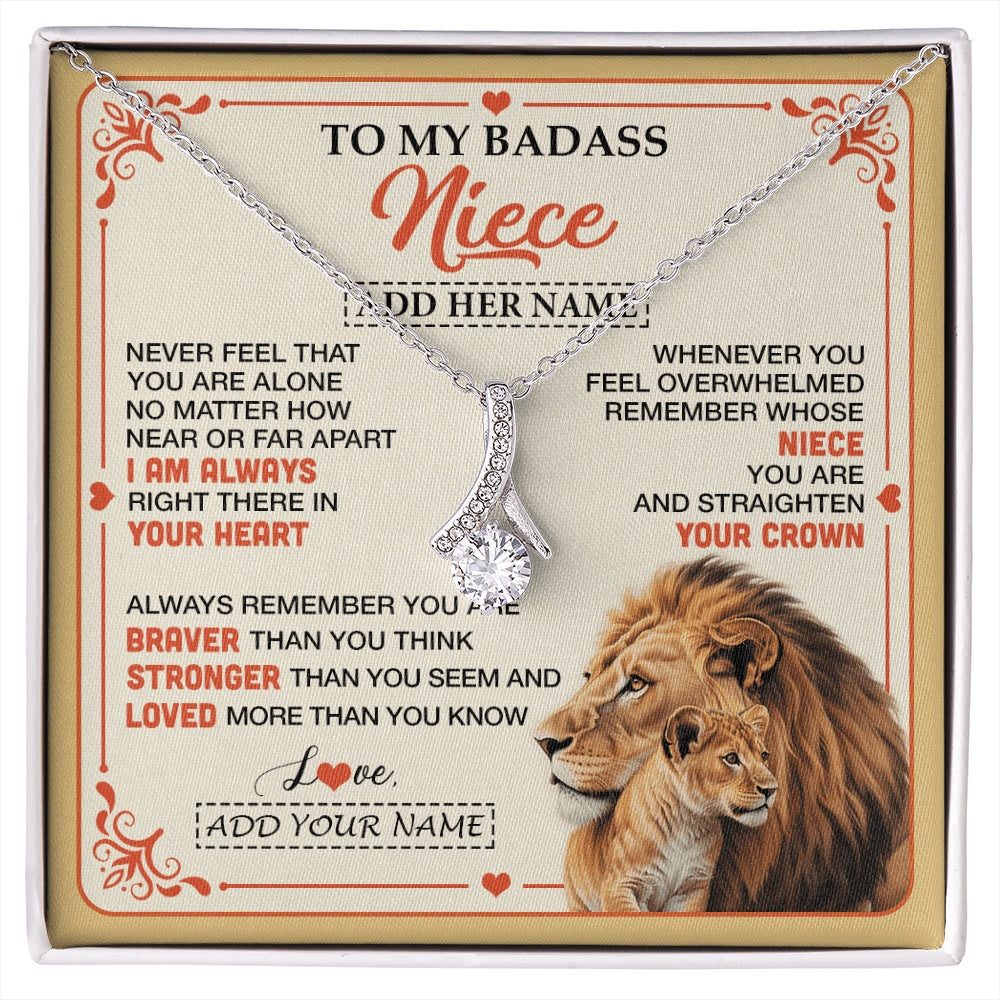 Alluring Beauty Necklace 14K White Gold Finish | 1 | Personalized To My Badass Niece Gifts From Aunt Uncle Necklace Lion Jewelry Gifts Present Ideas For Niece Birthday Graduation Christmas Gift Box Message Card | https://siriusteestore.