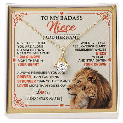 Alluring Beauty Necklace 18K Yellow Gold Finish | 1 | Personalized To My Badass Niece Gifts From Aunt Uncle Necklace Lion Jewelry Gifts Present Ideas For Niece Birthday Graduation Christmas Gift Box Message Card | https://siriusteestore.