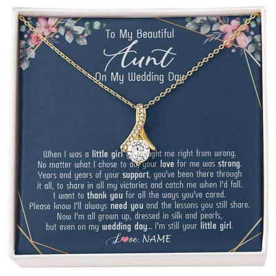 Alluring Beauty Necklace 18K Yellow Gold Finish | 1 | Personalized To My Beautiful Aunt Necklace From Niece On My Wedding Day Aunt Of The Bride From Niece Aunt Jewelry Customized Gift Box Message Card | siriusteestore