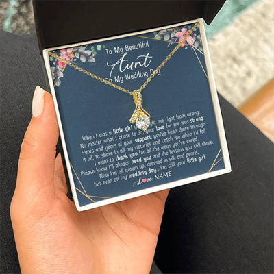Alluring Beauty Necklace 18K Yellow Gold Finish | 2 | Personalized To My Beautiful Aunt Necklace From Niece On My Wedding Day Aunt Of The Bride From Niece Aunt Jewelry Customized Gift Box Message Card | siriusteestore