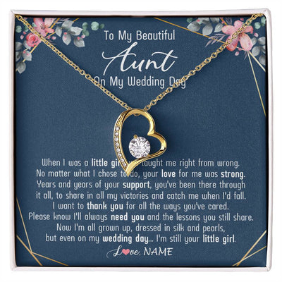 Forever Love Necklace 18K Yellow Gold Finish | 1 | Personalized To My Beautiful Aunt Necklace From Niece On My Wedding Day Aunt Of The Bride From Niece Aunt Jewelry Customized Gift Box Message Card | siriusteestore