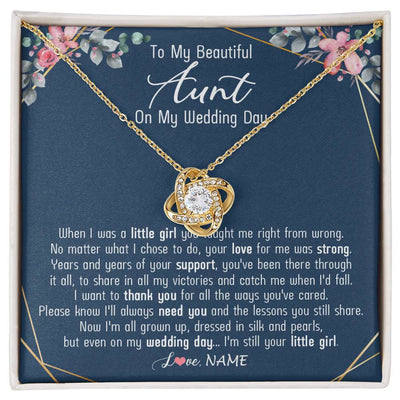 Love Knot Necklace 18K Yellow Gold Finish | 1 | Personalized To My Beautiful Aunt Necklace From Niece On My Wedding Day Aunt Of The Bride From Niece Aunt Jewelry Customized Gift Box Message Card | siriusteestore
