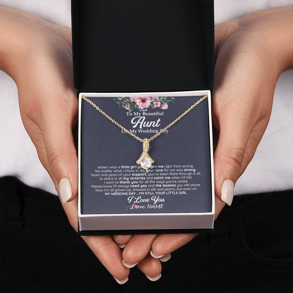 Alluring Beauty Necklace 18K Yellow Gold Finish | 2 | Personalized To My Beautiful Aunt On My Wedding Day Necklace From Niece Little Girl Aunt Of Bride Wedding Day Jewelry Customized Gift Box Message Card | siriusteestore
