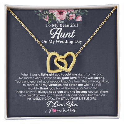 Interlocking Hearts Necklace 18K Yellow Gold Finish | 1 | Personalized To My Beautiful Aunt On My Wedding Day Necklace From Niece Little Girl Aunt Of Bride Wedding Day Jewelry Customized Gift Box Message Card | siriusteestore