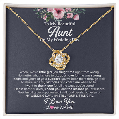 Love Knot Necklace 18K Yellow Gold Finish | 1 | Personalized To My Beautiful Aunt On My Wedding Day Necklace From Niece Little Girl Aunt Of Bride Wedding Day Jewelry Customized Gift Box Message Card | siriusteestore