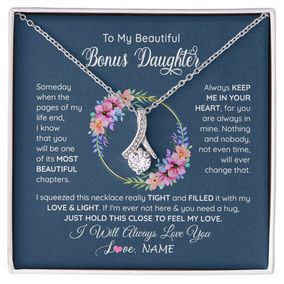 Alluring Beauty Necklace | Personalized To My Beautiful Bonus Daughter Necklace From Bonus Mom Someday When The Pages Bonus Daughter Birthday Christmas Customized Gift Box Message Card | siriusteestore