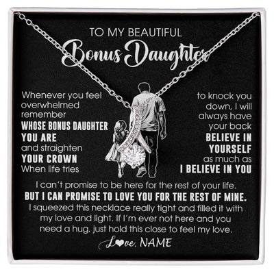 Alluring Beauty Necklace 14K White Gold Finish | 1 | Personalized To My Beautiful Bonus Daughter Necklace From Step Dad Believe In Yourself Stepdaughter Birthday Gifts Jewelry Christmas Customized Message Card | siriusteestore