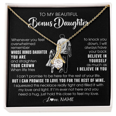 Alluring Beauty Necklace 18K Yellow Gold Finish | 1 | Personalized To My Beautiful Bonus Daughter Necklace From Step Dad Believe In Yourself Stepdaughter Birthday Gifts Jewelry Christmas Customized Message Card | siriusteestore