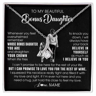 Alluring Beauty Necklace 14K White Gold Finish | 1 | Personalized To My Beautiful Bonus Daughter Necklace From Step Mom Believe In Yourself Stepdaughter Birthday Gifts Jewelry Christmas Customized Message Card | siriusteestore