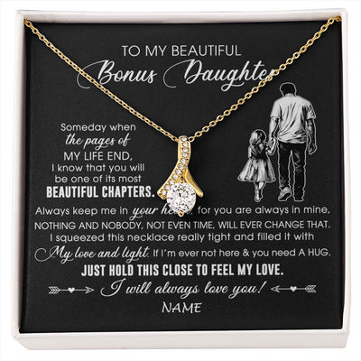 Alluring Beauty Necklace 18K Yellow Gold Finish | 1 | Personalized To My Beautiful Bonus Daughter Necklace From Stepdad Always Love You Stepdaugher Birthday Graduation Christmas Customized Gift Box Message Card | siriusteestore