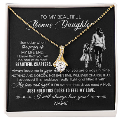 Alluring Beauty Necklace 18K Yellow Gold Finish | 1 | Personalized To My Beautiful Bonus Daughter Necklace From Stepmom Always Love You Stepdaugher Birthday Graduation Christmas Customized Gift Box Message Card | siriusteestore