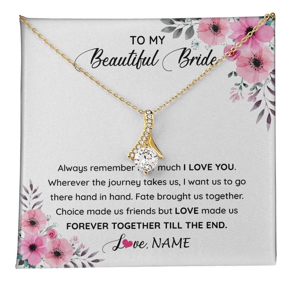Alluring Beauty Necklace 18K Yellow Gold Finish | 1 | Personalized To My Beautiful Bride Necklace From Groom To Future Wife Necklace From Husband On My Wedding Day Customized Gift Box Message Card | siriusteestore
