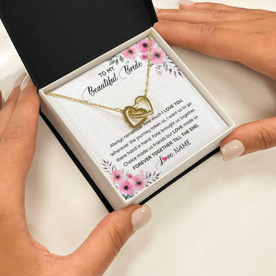 Interlocking Hearts Necklace 18K Yellow Gold Finish | 2 | Personalized To My Beautiful Bride Necklace From Groom To Future Wife Necklace From Husband On My Wedding Day Customized Gift Box Message Card | siriusteestore