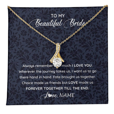 Alluring Beauty Necklace 18K Yellow Gold Finish | 1 | Personalized To My Beautiful Bride Necklace Groom To Future Wife From Husband On My Wedding Day Customized Gift Box Message Card | siriusteestore