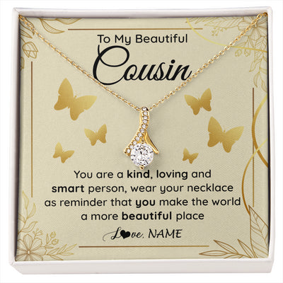 Alluring Beauty Necklace 18K Yellow Gold Finish | 1 | Personalized To My Beautiful Cousin Necklace From Family You Are A Kind Loving Cousin Birthday Gifts Jewelry Christmas Customized Gift Box Message Card | siriusteestore