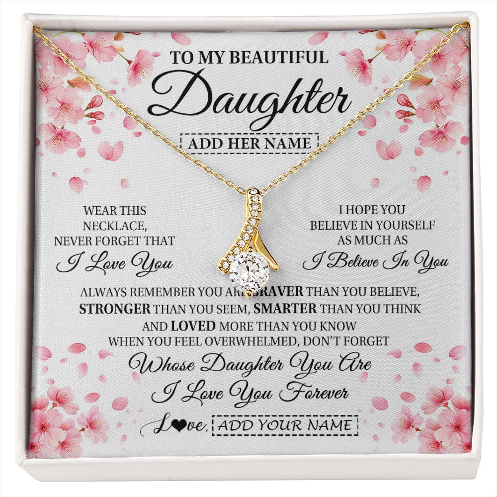 Alluring Beauty Necklace 18K Yellow Gold Finish | 1 | Personalized To My Beautiful Daughter From Mom Dad Mother Father Necklace Never Forget Birthday Gifts For Daughter Gift Christmas Gift Box Message Card | siriusteestore.myshopify