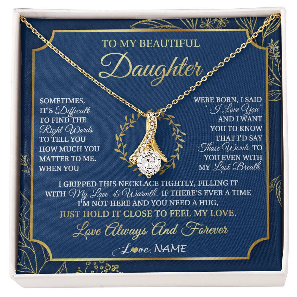 Alluring Beauty Necklace 18K Yellow Gold Finish | 1 | Personalized To My Beautiful Daughter From Mom Dad Mother I Gripped This Necklace Daughter Jewelry Birthday Gifts Christmas Customized Gift Box Message Card | siriusteestore