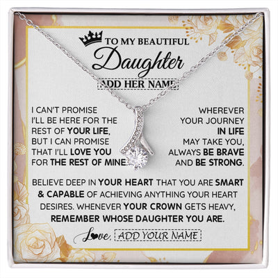 Alluring Beauty Necklace 14K White Gold Finish | 1 | Personalized To My Beautiful Daughter Gifts Necklace From Mom Dad Crown Jewelry Present On Birthday Daughter Christmas Graduation Custom Gift Box Message Card | https://siriusteestore.