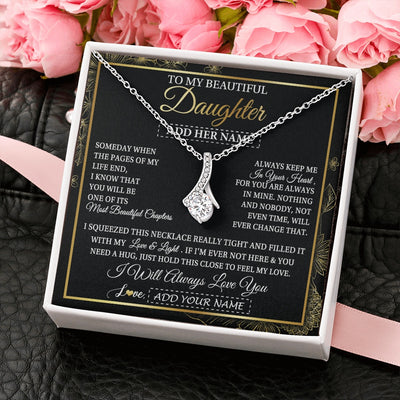 Alluring Beauty Necklace 14K White Gold Finish | 2 | Personalized To My Beautiful Daughter Gifts Necklace From Mom Dad Feel My Love For Adult Daughter Graduation Christmas Graduation Custom Gift Box Message Card | https://siriusteestore.