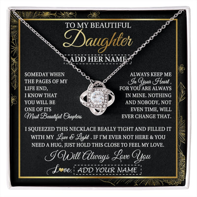 Love Knot Necklace 14K White Gold Finish | 1 | Personalized To My Beautiful Daughter Gifts Necklace From Mom Dad Feel My Love For Adult Daughter Graduation Christmas Graduation Custom Gift Box Message Card | https://siriusteestore.