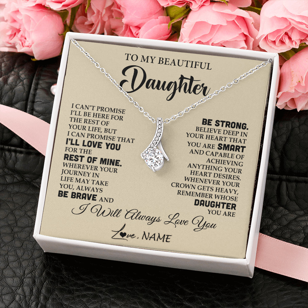 Alluring Beauty Necklace 14K White Gold Finish | 2 | Personalized To My Beautiful Daughter Gifts Necklace From Mom Dad Inspirational Birthday Gift For Daughter Graduation Christmas Customized Gift Box Message Card | siriusteestore