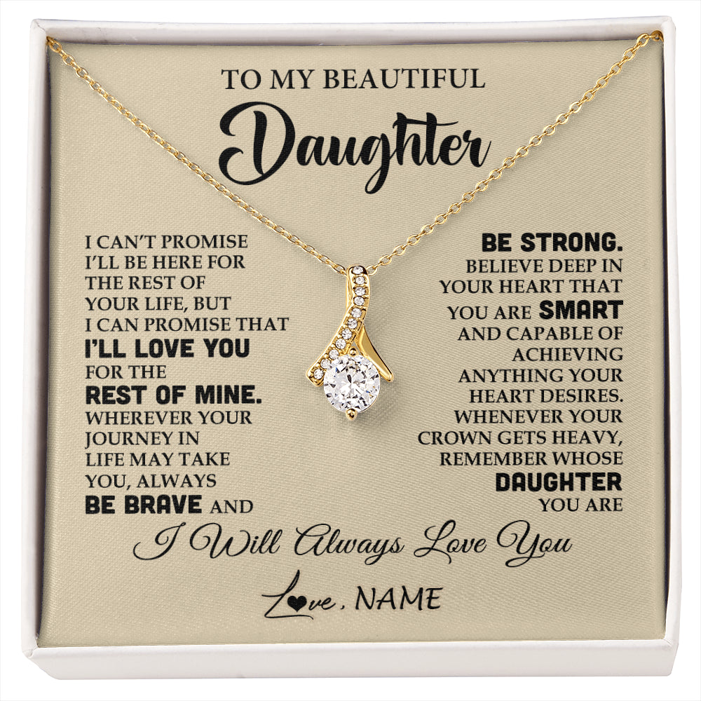 Alluring Beauty Necklace 18K Yellow Gold Finish | 1 | Personalized To My Beautiful Daughter Gifts Necklace From Mom Dad Inspirational Birthday Gift For Daughter Graduation Christmas Customized Gift Box Message Card | siriusteestore