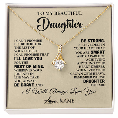 Alluring Beauty Necklace 18K Yellow Gold Finish | 1 | Personalized To My Beautiful Daughter Gifts Necklace From Mom Dad Inspirational Birthday Gift For Daughter Graduation Christmas Customized Gift Box Message Card | siriusteestore
