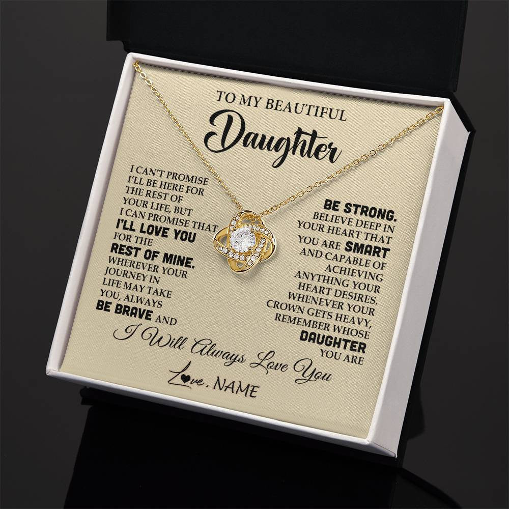 Love Knot Necklace 18K Yellow Gold Finish | 2 | Personalized To My Beautiful Daughter Gifts Necklace From Mom Dad Inspirational Birthday Gift For Daughter Graduation Christmas Customized Gift Box Message Card | siriusteestore