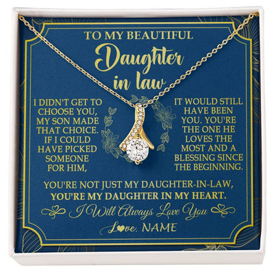 Alluring Beauty Necklace 18K Yellow Gold Finish | 1 | Personalized To My Beautiful Daughter In Law Necklace From Mother In Law Daughter In My Heart Jewelry Birthday Gifts Christmas Customized Gift Box Message Card | siriusteestore